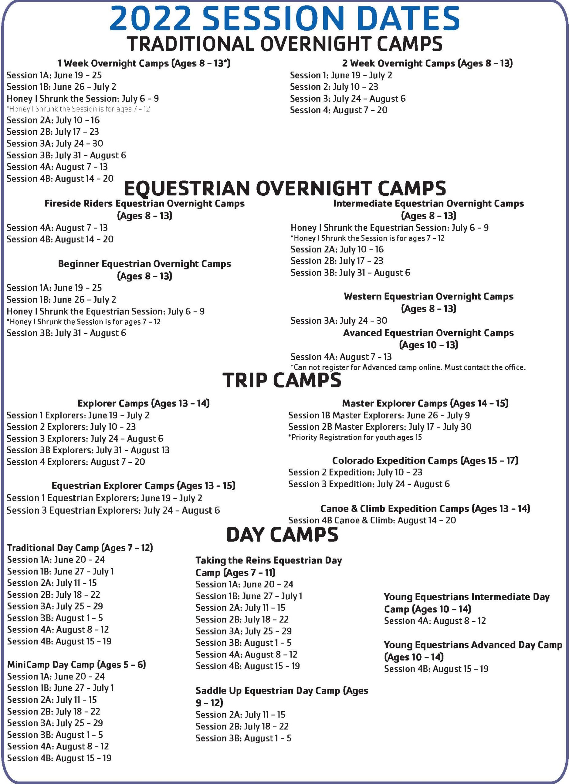 Dates, Pricing & Financial Aid YMCA Camp Minikani
